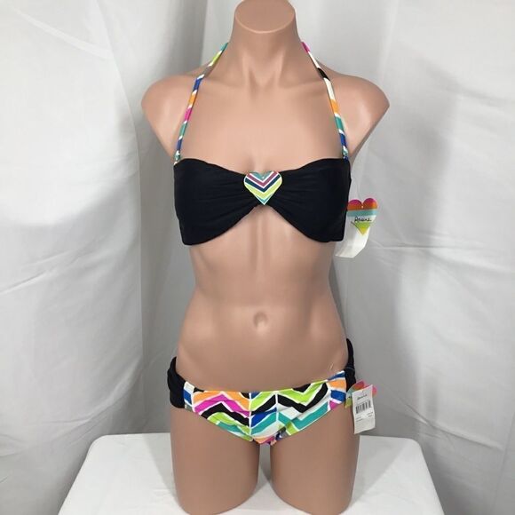 Raisins Heart Embellished Halter Bikini (E) - Picture 1 of 7